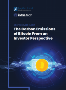 Cover of the research report: The carbon emissions of bitcoin from an investor perspective